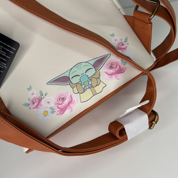 NWT Loungefly Star Wars The Mandalorian Grogu With Frogs & Flowers Mini Backpack main image 8